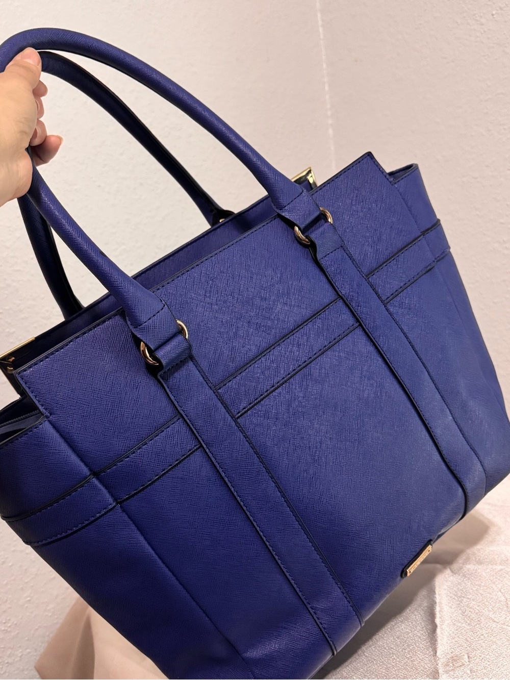 Aldo Royal Blue Structured Tote with Gold Accents - Picture 7 of 16